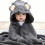 Serviette de Bain à Capuche pour Bébés Motif Éléphant Gris 90 cm 2