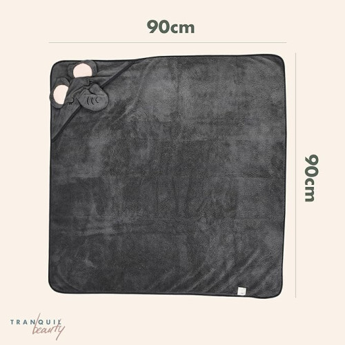 Serviette de Bain à Capuche pour Bébés Motif Éléphant Gris 90 cm 2
