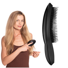 Brosse à cheveux noire pour cheveux fins, emmêlés, extensions et mouillés