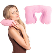 Oreiller de Voyage Gonflable Ergonomique Rose AJK