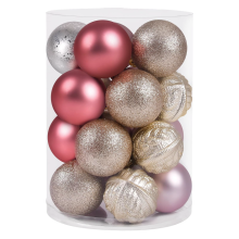 Shatterproof Christmas Tree Baubles - 20 Pack of 6cm Red, Gold & Pink Hanging Ornaments for Festive Decorations