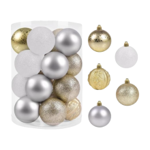 Shatterproof Christmas Tree Baubles Set - 20-Piece 6cm Plastic Ornaments in Gold, Silver & White for Festive Holiday Decorations
