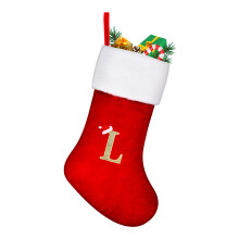 Chaussette de Noël Grande 45 cm Rouge pour Noël avec la Lettre "L"