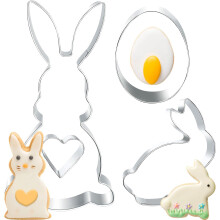 Grands Emporte-Pièces de Pâques en Acier Inoxydable Lapin Oeuf Coeur