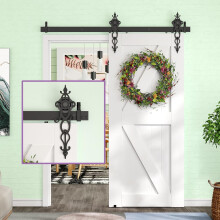 Sliding Barn Door Hardware Kit - 183cm Black Steel Track System for Loft Style Interior Doors with Quiet Rollers