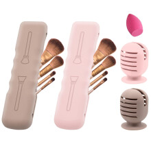 Porta esponjas de maquillaje, estuche de silicona para brochas 4 piezas