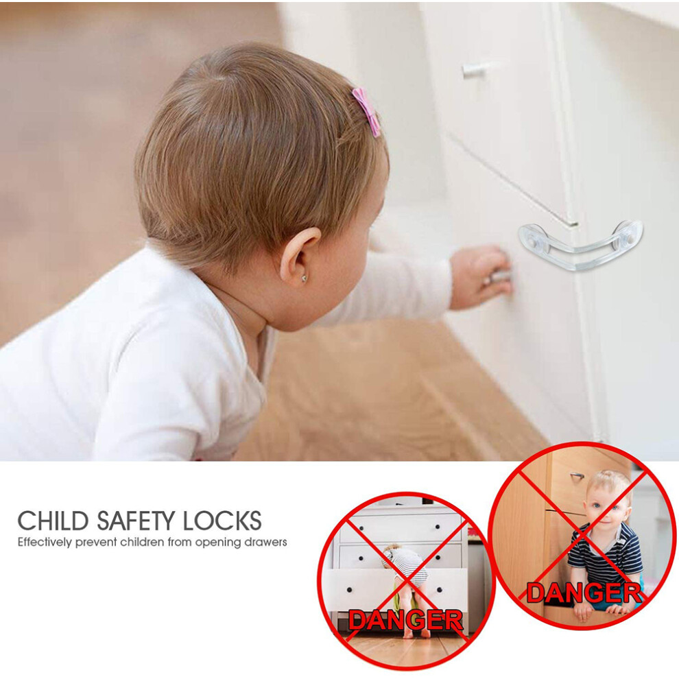 8PCS Child Safety Locks, 2 Sizes, Transparent ABS Resin Security Locks-image-OPC-PMK9MG5-NEW