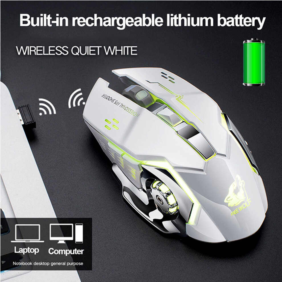 Ergonomic X8 Wireless Game Mouse - Silent Usb Led Backlit 1800Dpi 4241356875546