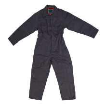 (Dark Brown M) Multi-Pocket Long Sleeve Zip Front Dustproof Work Jumpsuit Dark Brown