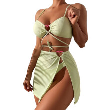 (Green S) Women 3-Piece Lightweight Breathable Bikini Set Green S