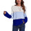 (Blue L) Women Long Sleeve Striped Boat Neck Pullover Blue L 1