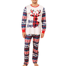 (Picture Color MEN L) Christmas Pajamas Deer Head Round Collar Long Sleeve MEN XL