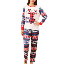 (Picture Color WOMEN XL) Christmas Pajamas Deer Head Round Collar Long Sleeve MEN XL