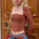 (Brown L) Hook Eye Top Long Sleeve Panel Mesh Square Neck Slim Fit White M 4