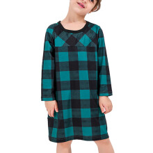 (Dark Green GIRL3‑4Y) Christmas Pajamas Kit Dark Green Grid Print 3-4Y