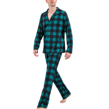 (Dark Green MEN M) Christmas Pajamas Kit Dark Green Grid Print 3-4Y