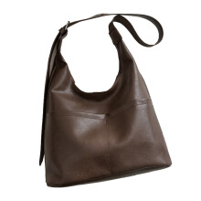 (Coffee Brown One Size) Shoulder Bag Soft Casual Adjustable Strap Large Vintage Khaki One Size