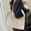 (White One Size) Underarm Bag Argyle Pattern Large Shoulder Bag Women Gray One Size 4