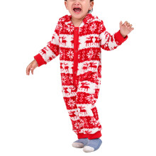 (Red Baby 3-6M) Christmas Pajamas Snowflake Hooded Long Sleeve Family Red Kids 4-5Y