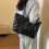 (Black One Size) Puffer Down Bag Padded Quilted Single Shoulder Champagne One Size 4
