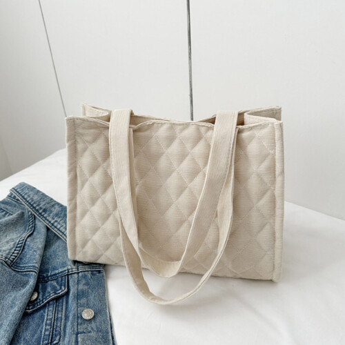 (White One Size) Underarm Bag Argyle Pattern Large Shoulder Bag Women Gray One Size 1