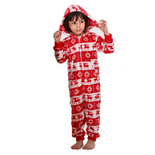 (Red KIDS 4-5Y) Christmas Pajamas Snowflake Hooded Long Sleeve Family Red Kids 4-5Y