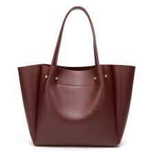 (Burgundy Free Size) PU Shopping Bag Large Capacity Multi Functional Black Free Size