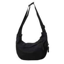 (Black Free Size) Fashion Shoulder Bag Red Nylon Large Capacity Adjustable Strap