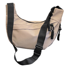 (Khaki Free Size) Fashion Shoulder Bag Red Nylon Large Capacity Adjustable Strap