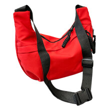 (Red Free Size) Fashion Shoulder Bag Red Nylon Large Capacity Adjustable Strap