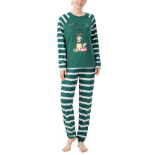 (Family Pajamas Set WOMEN S) Christmas Cartoon Pajamas Set Striped Long Sleeve Family WOMEN XXL