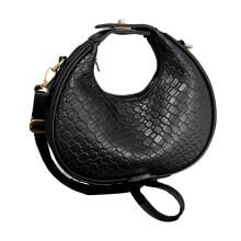 (Black Free Size) PU Shoulder Bag Vintage Women Casual Handbag Black Free Size