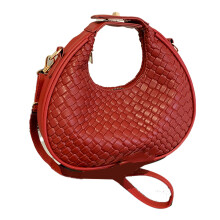 (Red Free Size) PU Shoulder Bag Vintage Women Casual Handbag Black Free Size