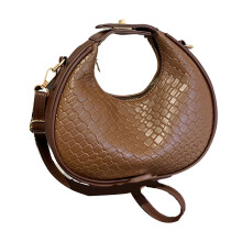 (Coffee Free Size) PU Shoulder Bag Vintage Women Casual Handbag Black Free Size