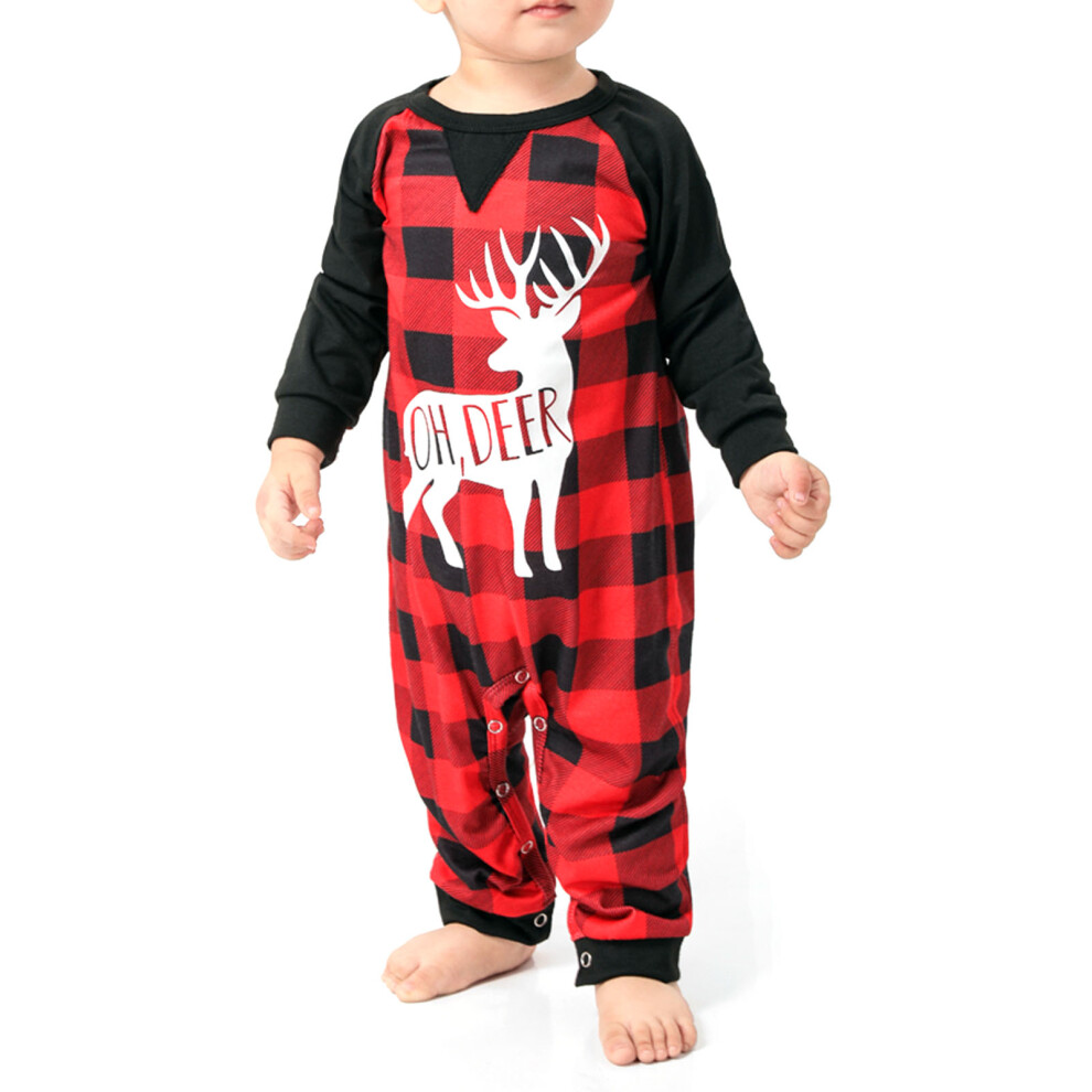 (Family Pajamas Set Baby 12â18M) Family Matching Pajamas Deer Print Crewneck Plaid Long Sleeve Men L-image-OPC-PMK9T89-NEW