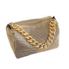 (Gold Free Size) Rhinestone Shoulder Bag Bling Sparkly Glitter Handbag Silver