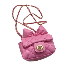 (Roseate Free Size) Chain Shoulder Bag Bowknot Women Soft PU Casual Handbag White