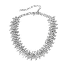 (5687 One Size) Rhinestone Necklace Sparkly Hook Clasp Women White One Size