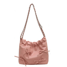 (Pink Universal Size) Single Shoulder Bag Beige Bowknot Korean Style Universal