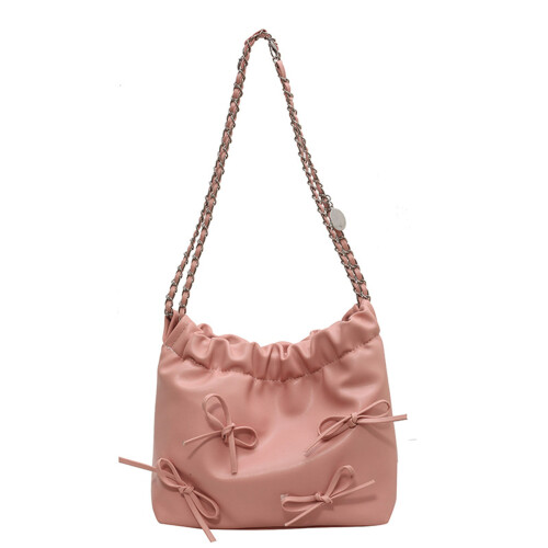 (Pink Universal Size) Single Shoulder Bag Beige Bowknot Korean Style Universal