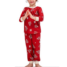 (Dark Red KIDS 6-7Y) Family Pajamas Christmas Tree Print Dark Red XXL