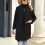 (Black L) Women Overcoat Double Breasted Black L 2