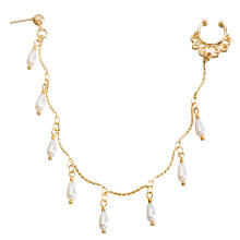(ZW492 gold One Size) Nose to Ear Chain Tassel Non Piercing Gold One Size