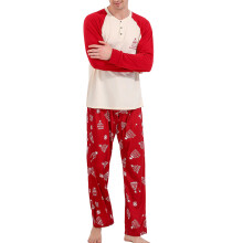 (Dark Red MEN XXL) Family Pajamas Christmas Tree Print Dark Red XXL