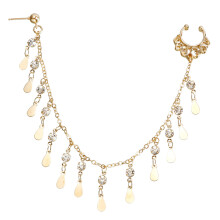 (ZW1681 gold One Size) Nose to Ear Chain Tassel Non Piercing Gold One Size