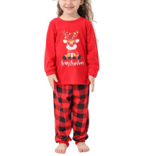 (Christmas Print Kids 8‑9Y) Christmas Family Pajamas Color Blocking Crewneck Animal Plaid MEN