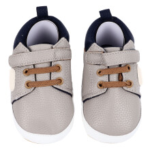 (Dark Gray 11) 2pcs Baby PU Leather Walking Shoes Soft Sole TPR Dark Gray 13