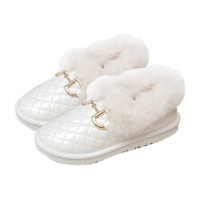 (White Size 37) Women Winter Flat Boots Soft Warm Plush Cotton White Size 37