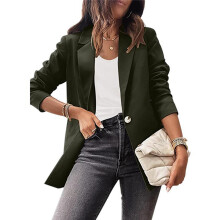 (OD Green XL) Red Slim Fit Women Office Jacket Long Sleeve Fall Spring M