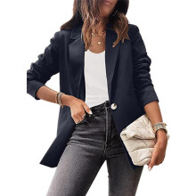 (Purplish Blue XL) Red Slim Fit Women Office Jacket Long Sleeve Fall Spring M